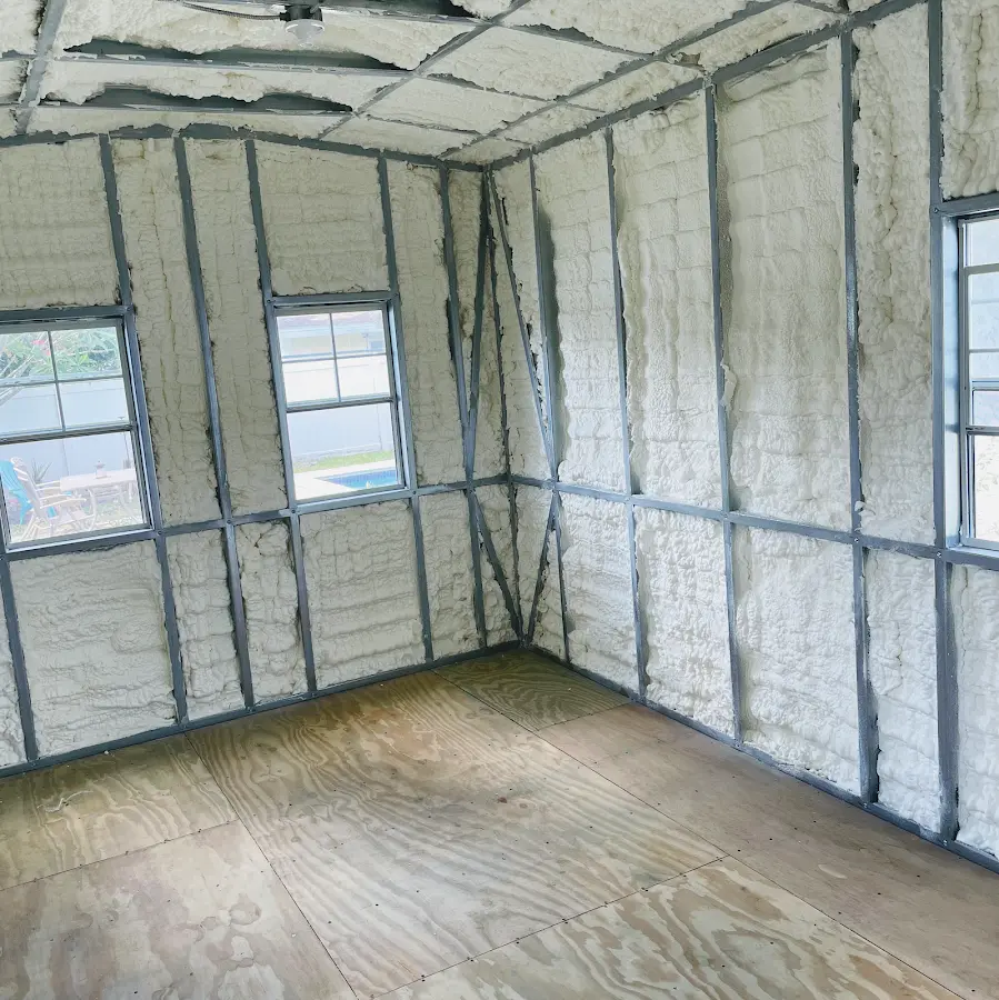 Closed-cell spray foam insulation applied to wall cavities in a residential project in Upper Southampton