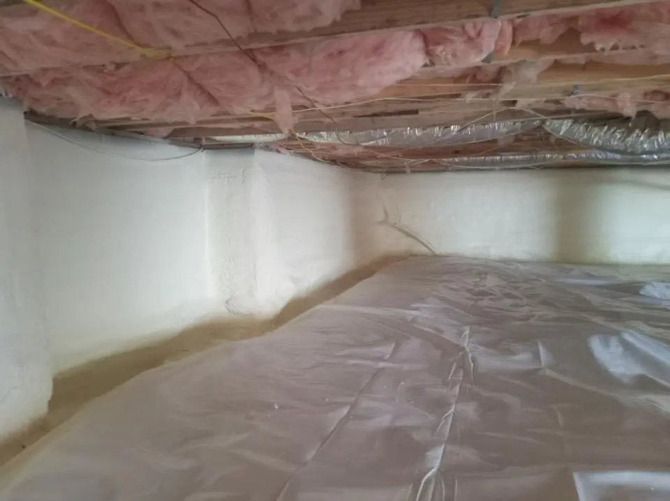 Crawl space encapsulation with closed-cell spray foam for Commercial Roof Restoration in Upper Southampton